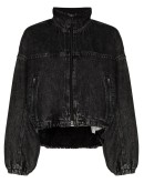 padded denim-look bomber jacket