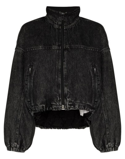 padded denim-look bomber jacket
