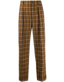 checked straight-leg trousers