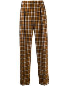 checked straight-leg trousers