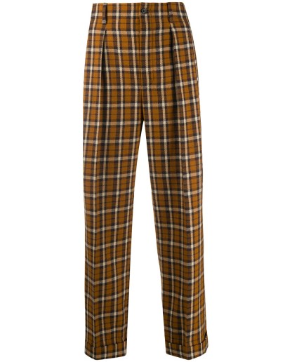 checked straight-leg trousers