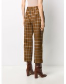 checked straight-leg trousers