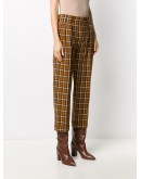 checked straight-leg trousers