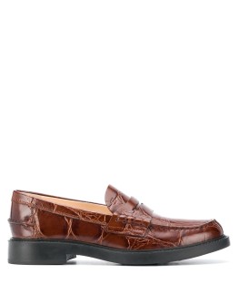 textured leather penny loafers