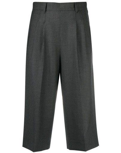 wide-leg checked shorts