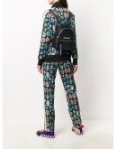 logo strap leather backpack