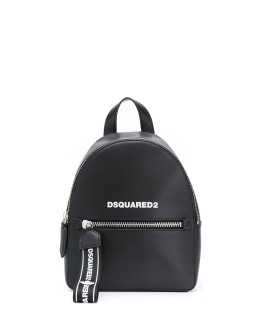 logo strap leather backpack