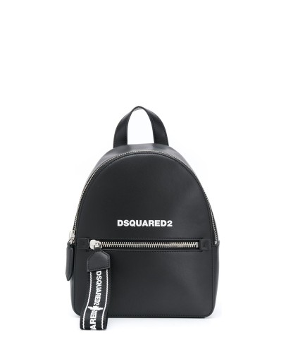 logo strap leather backpack