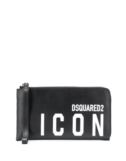 logo print clutch bag