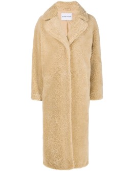 faux fur long-length coat