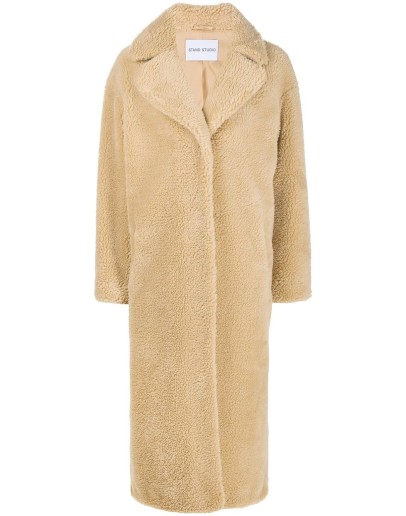 faux fur long-length coat
