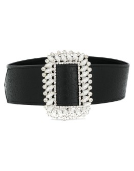 embossed crystal-buckle belt