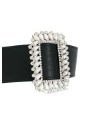 embossed crystal-buckle belt