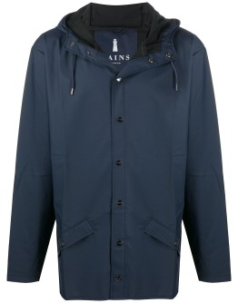 hooded short-length raincoat