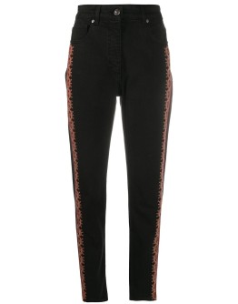 embroidered edge slim-fit jeans 