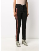 embroidered edge slim-fit jeans 