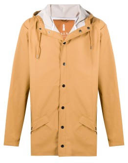 hooded short-length raincoat