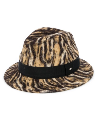 ocelot-print fedora
