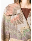 woven zig zag coat with belted waist