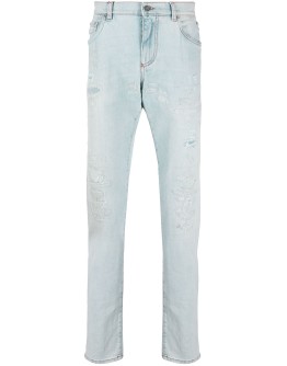 ripped straight-leg jeans