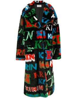 graphic-print single breasted coat 