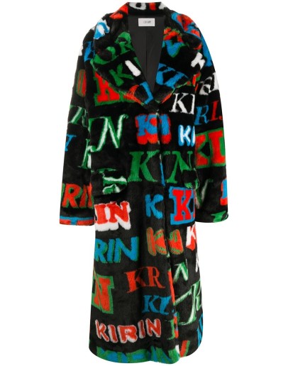 graphic-print single breasted coat 