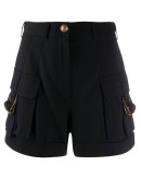 embossed button detail shorts