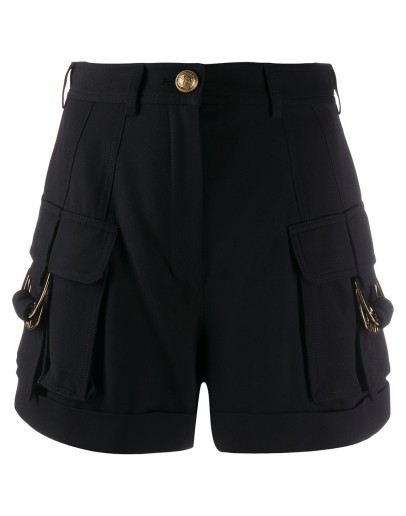 embossed button detail shorts