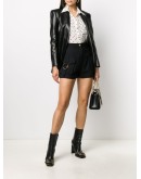embossed button detail shorts