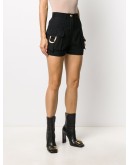 embossed button detail shorts