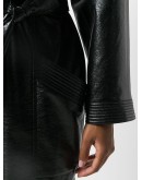 leather look belted jumpsuit