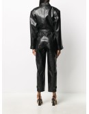 leather look belted jumpsuit