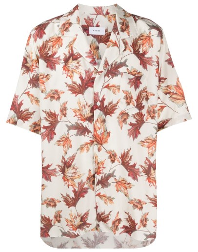 leaf-print shirt