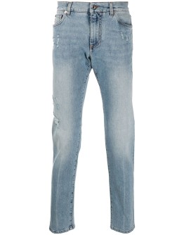 distressed slim-fit jeans
