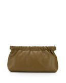 gathered clasp leather clutch 