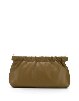 gathered clasp leather clutch 