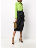 gathered clasp leather clutch 