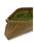 gathered clasp leather clutch 