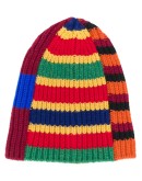 patchwork stripe beanie