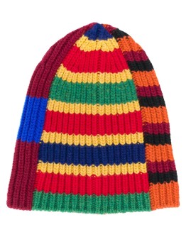patchwork stripe beanie