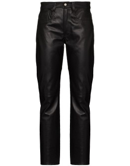 high-waisted leather trousers