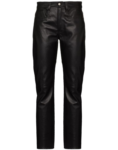 high-waisted leather trousers