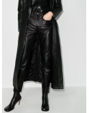 high-waisted leather trousers