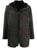 chevron knit hooded coat