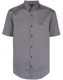 polka-dot shortsleeved shirt