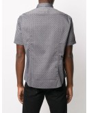 polka-dot shortsleeved shirt