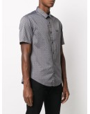 polka-dot shortsleeved shirt