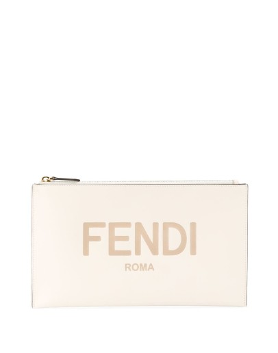 debossed logo clutch bag
