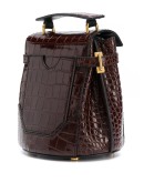 crocodile effect leather bucket bag