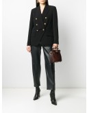 crocodile effect leather bucket bag